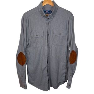 Vineyard Vines Gray Whale Shirt Elbow Patch Button Down Small